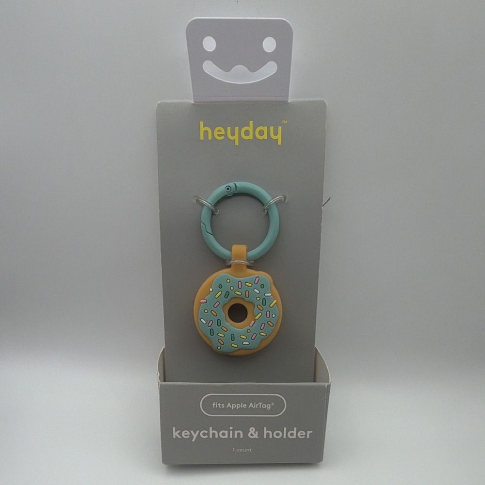 heyday Apple AirTag Keychain Doughnut Silicone Case with Carabiner BRAND NEW